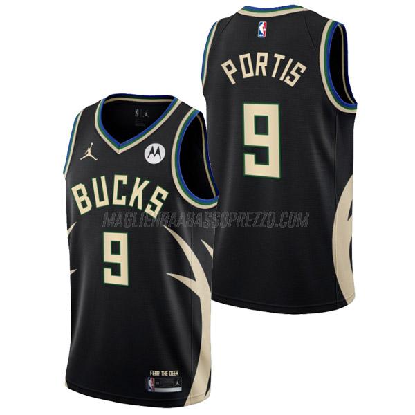 maglia bobby portis milwaukee bucks di 9 uomo statement edition 2023 nero