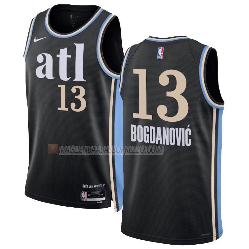 maglia bogdan bogdanovic atlanta hawks di 13 uomo city edition 2023-24 nero