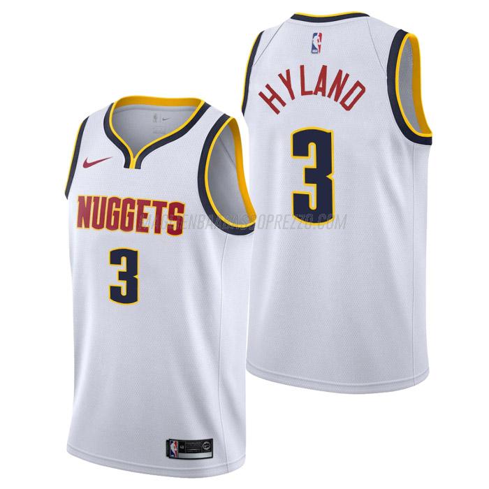 maglia bones hyland denver nuggets di 3 uomo association edition 2023 bianco