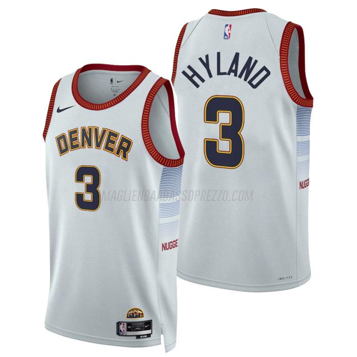 maglia bones hyland denver nuggets di 3 uomo city edition 2023 bianco