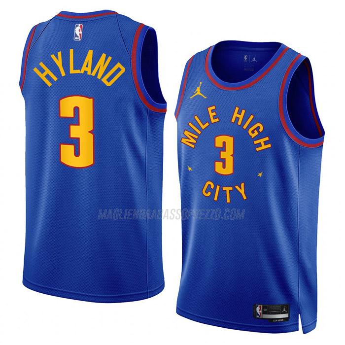 maglia bones hyland denver nuggets di 3 uomo statement edition 2023 blu