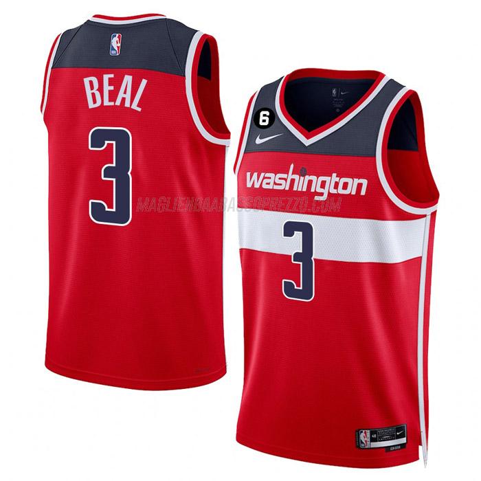 maglia bradley beal washington wizards di 3 uomo icon edition 2023 rosso