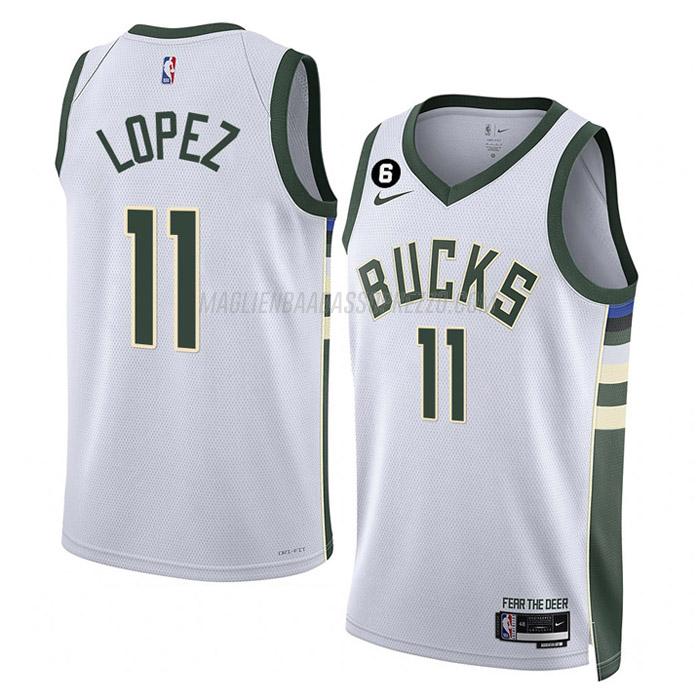 maglia brook lopez milwaukee bucks di 11 uomo association edition 2023 bianco