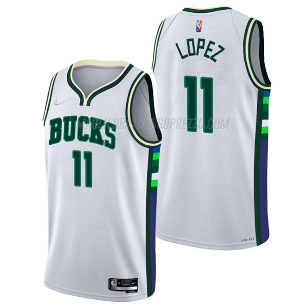 maglia brook lopez milwaukee bucks di 11 uomo city edition 2022 bianco