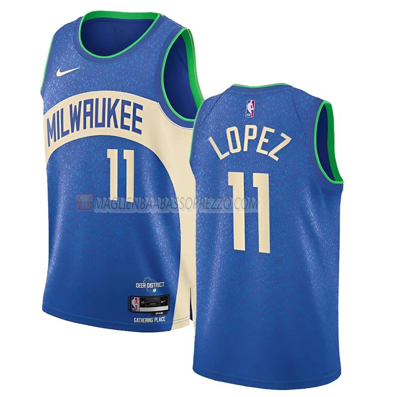 maglia brook lopez milwaukee bucks di 11 uomo city edition 2023-24 blu