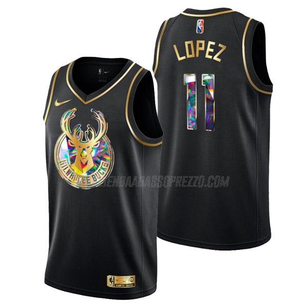 maglia brook lopez milwaukee bucks di 11 uomo golden diamond edition 2022 nero