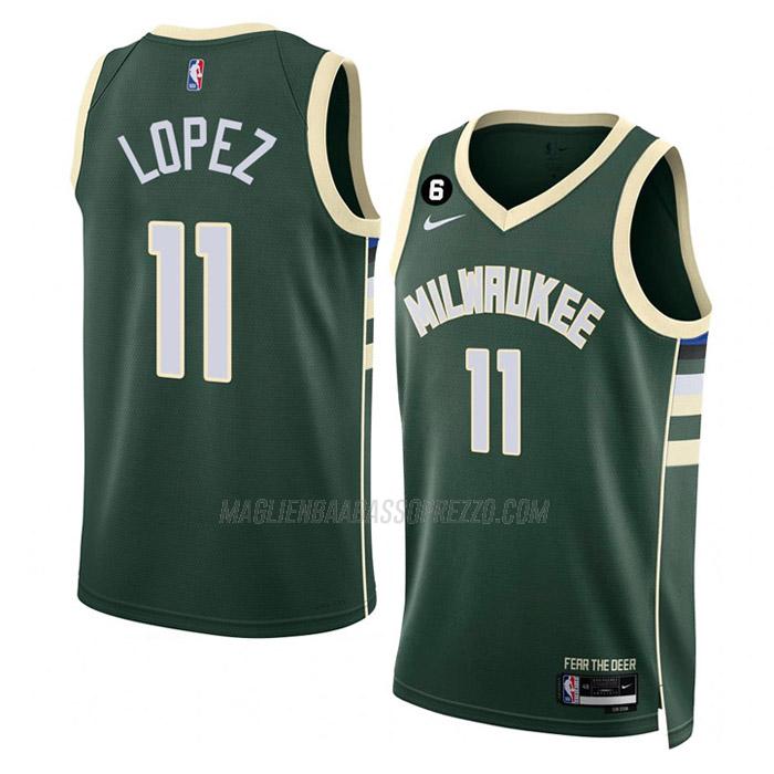 maglia brook lopez milwaukee bucks di 11 uomo icon edition 2023 verde