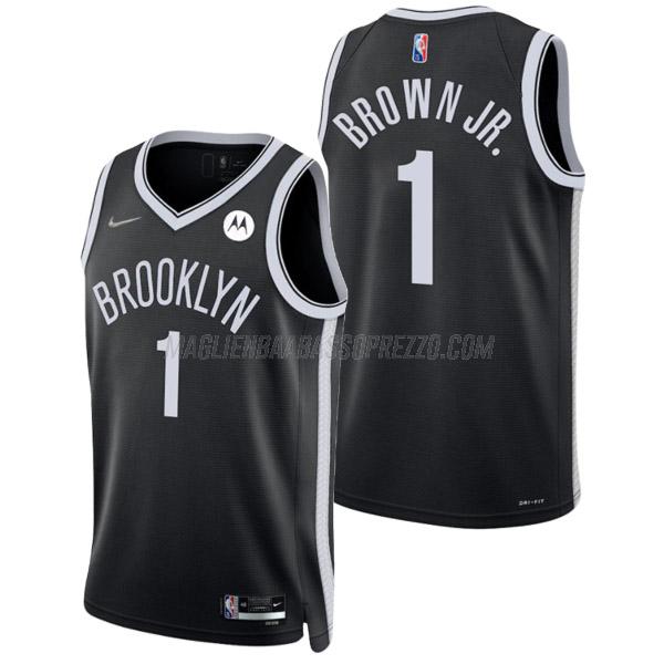 maglia bruce brown jr brooklyn nets di 1 uomo icon edition 2022 nero