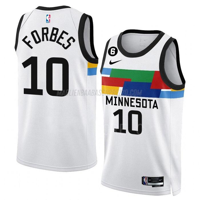 maglia bryn forbes minnesota timberwolves di 10 uomo city edition 2023 bianco