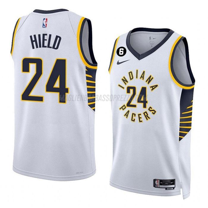 maglia buddy hield indiana pacers di 24 uomo association edition 2023 bianco