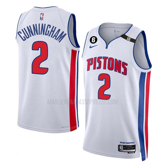 maglia cade cunningham detroit pistons di 2 uomo association edition 2023 bianco