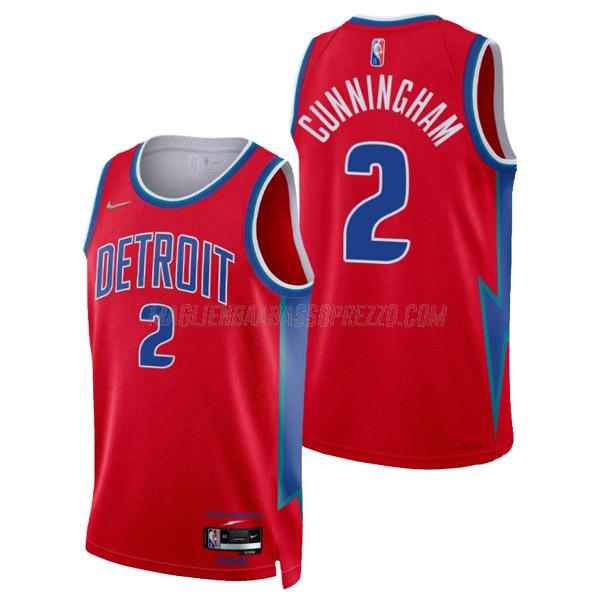 maglia cade cunningham detroit pistons di 2 uomo city edition 2022 rosso