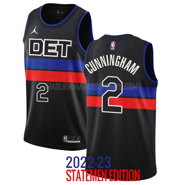 maglia cade cunningham detroit pistons di 2 uomo statement edition 2023 nero