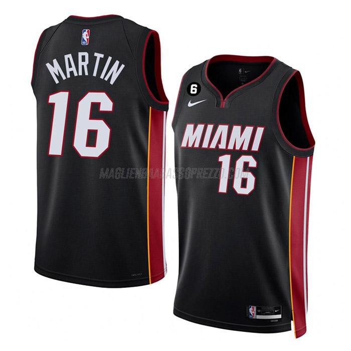 maglia caleb martin miami heat di 16 uomo icon edition 2023 nero