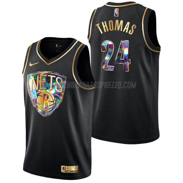 maglia cameron thomas brooklyn nets di 24 uomo golden diamond edition 2022 nero