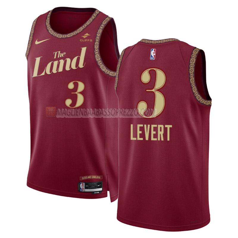 maglia caris levert cleveland cavaliers di 3 uomo city edition 2023-24 nero