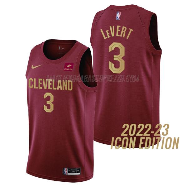 maglia caris levert cleveland cavaliers di 3 uomo icon edition 2023 rosso