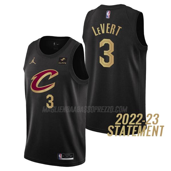 maglia caris levert cleveland cavaliers di 3 uomo statement edition 2023 nero