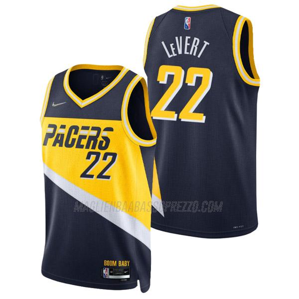 maglia caris levert indiana pacers di 22 uomo city edition 2022 blu navy