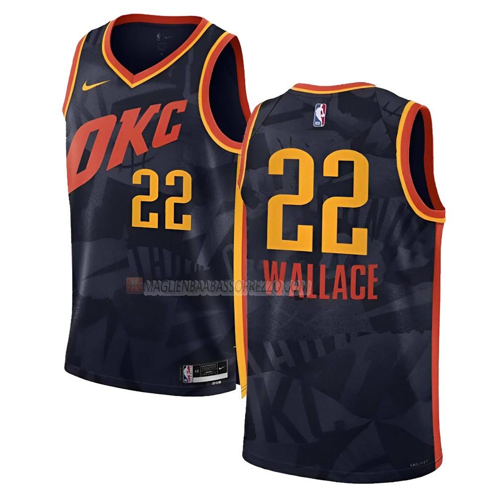 maglia cason wallace oklahoma city thunder di 22 uomo city edition 2023-24 nero