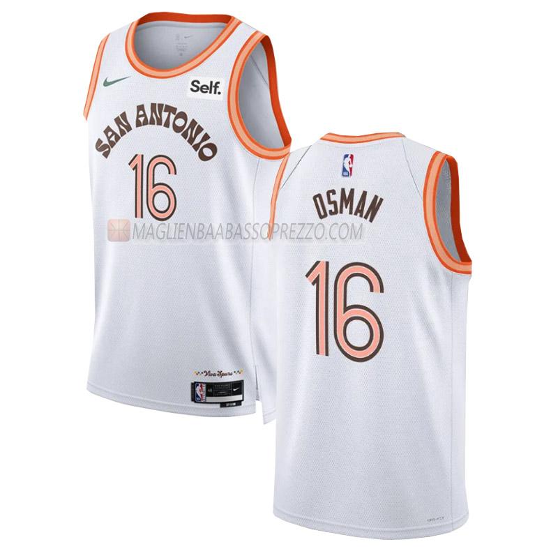 maglia cedi osman san antonio spurs di 16 uomo city edition 2023-24 bianco