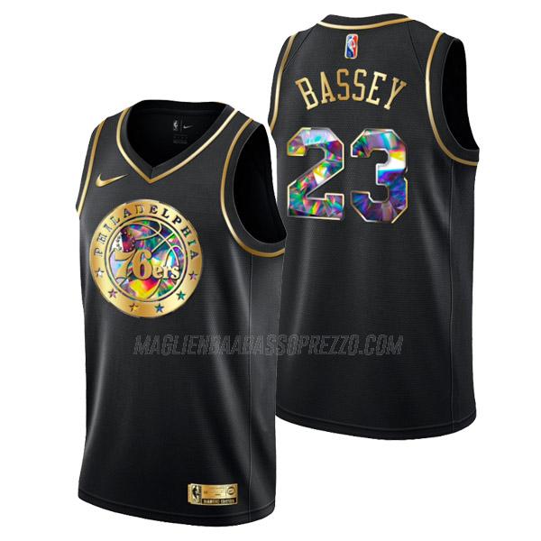 maglia charles bassey philadelphia 76ers di 23 uomo golden diamond edition 2022 nero