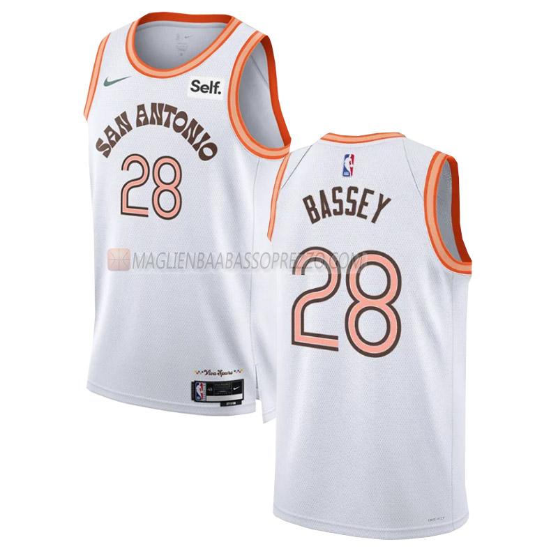 maglia charles bassey san antonio spurs di 28 uomo city edition 2023-24 bianco