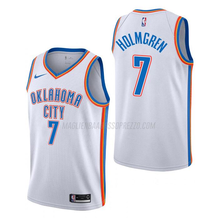 maglia chet holmgren oklahoma city thunder di 7 uomo association edition 2023 bianco