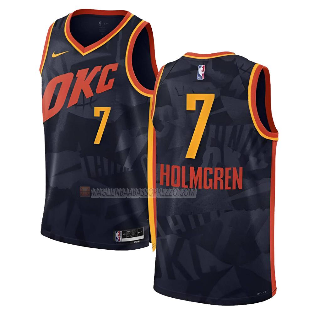 maglia chet holmgren oklahoma city thunder di 7 uomo city edition 2023-24 nero