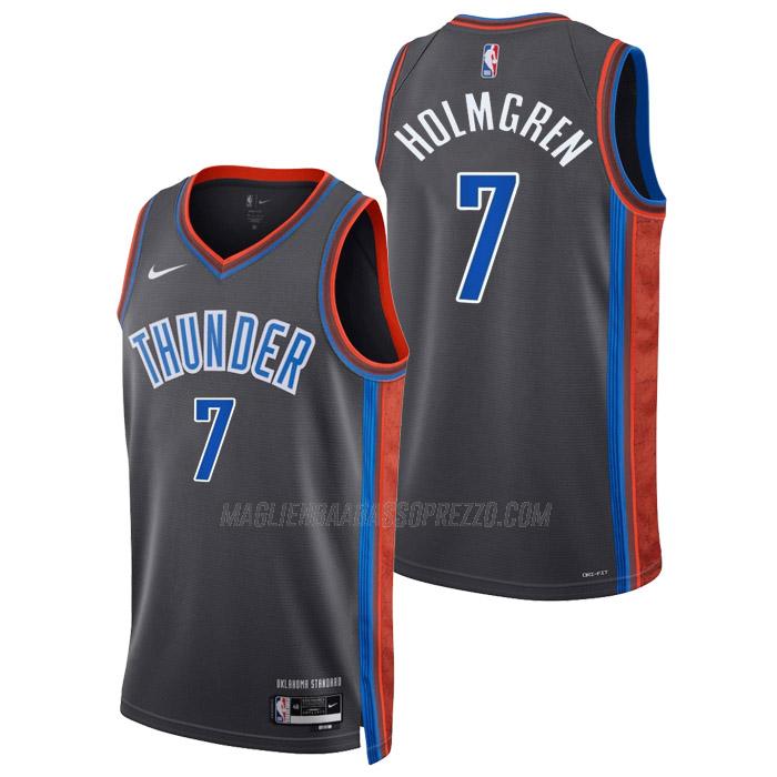 maglia chet holmgren oklahoma city thunder di 7 uomo city edition 2023 grigio