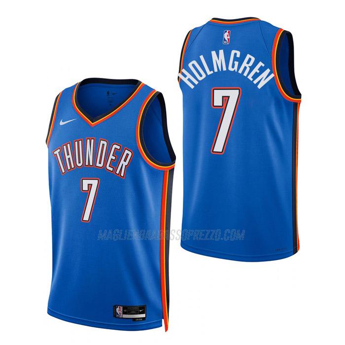 maglia chet holmgren oklahoma city thunder di 7 uomo icon edition 2023 blu