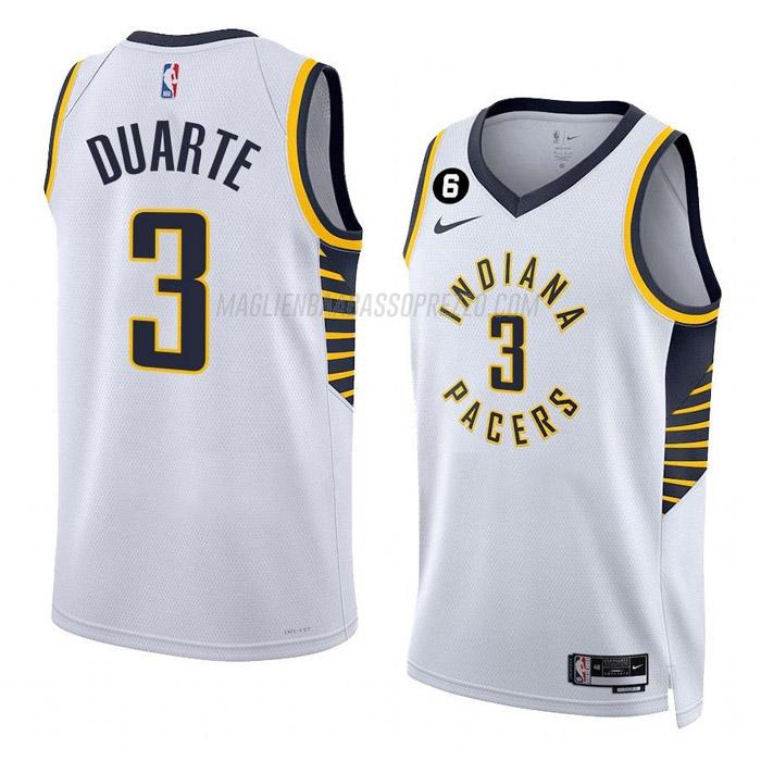 maglia chris duarte indiana pacers di 3 uomo association edition 2023 bianco