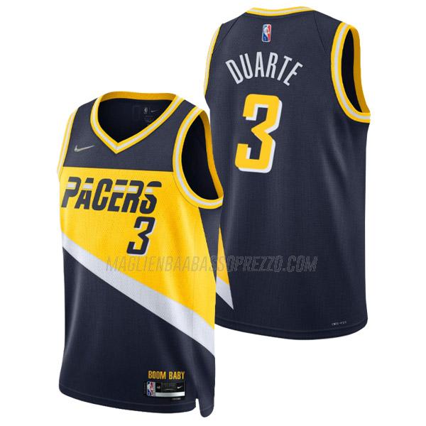 maglia chris duarte indiana pacers di 3 uomo city edition 2022 blu navy