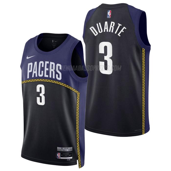 maglia chris duarte indiana pacers di 3 uomo city edition 2023 nero