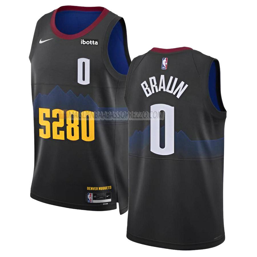 maglia christian braun denver nuggets di 0 uomo city edition 2023-24 nero