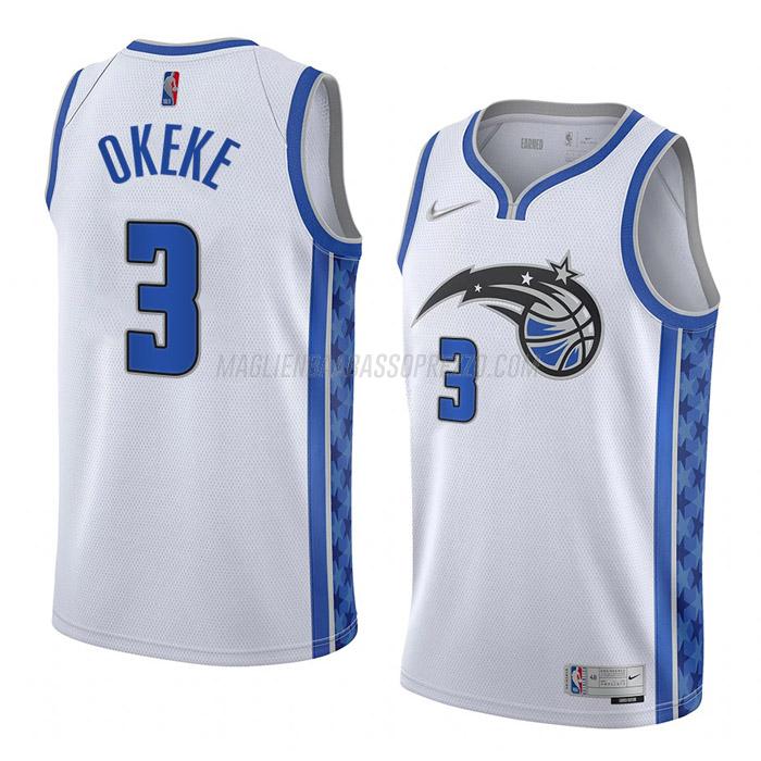 maglia chuma okeke orlando magic di 3 uomo earned edition 2023 bianco