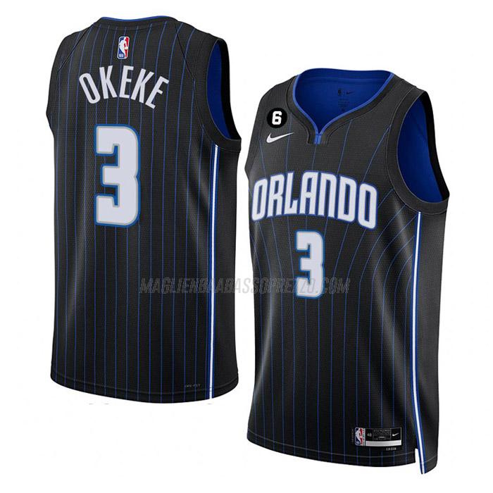 maglia chuma okeke orlando magic di 3 uomo icon edition 2023 nero