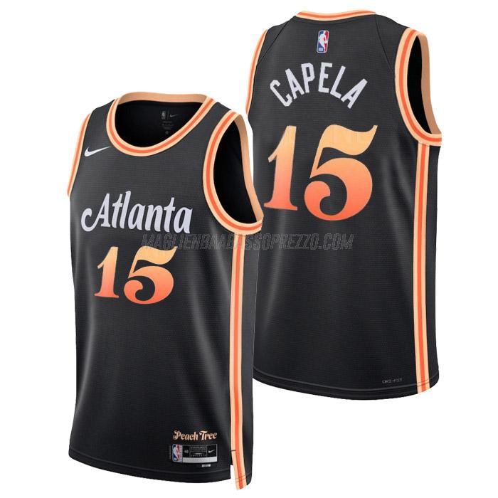 maglia clint capela atlanta hawks di 15 uomo city edition 2023 nero