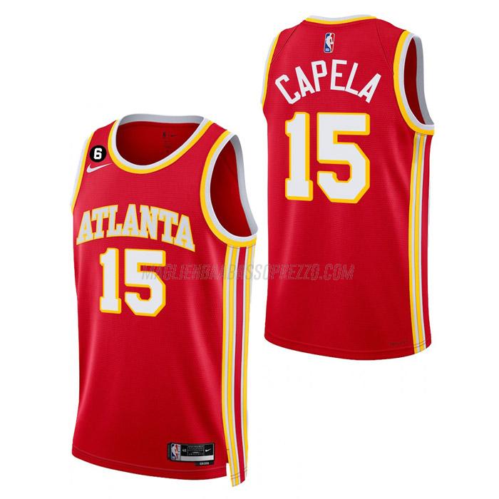 maglia clint capela atlanta hawks di 15 uomo icon edition 2023 rosso