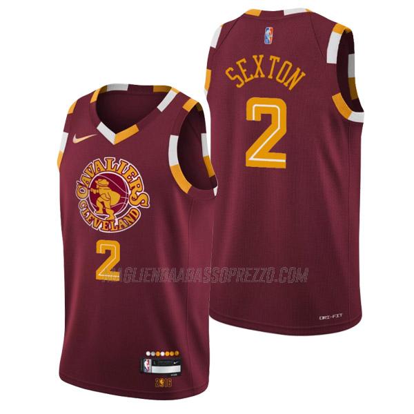 maglia collin sexton cleveland cavaliers di 2 uomo city edition 2022 rosso