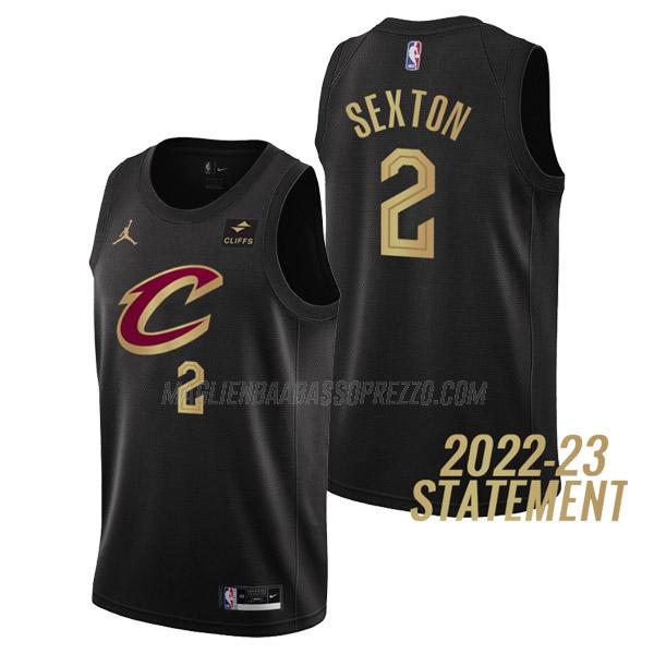 maglia collin sexton cleveland cavaliers di 2 uomo statement edition 2023 nero