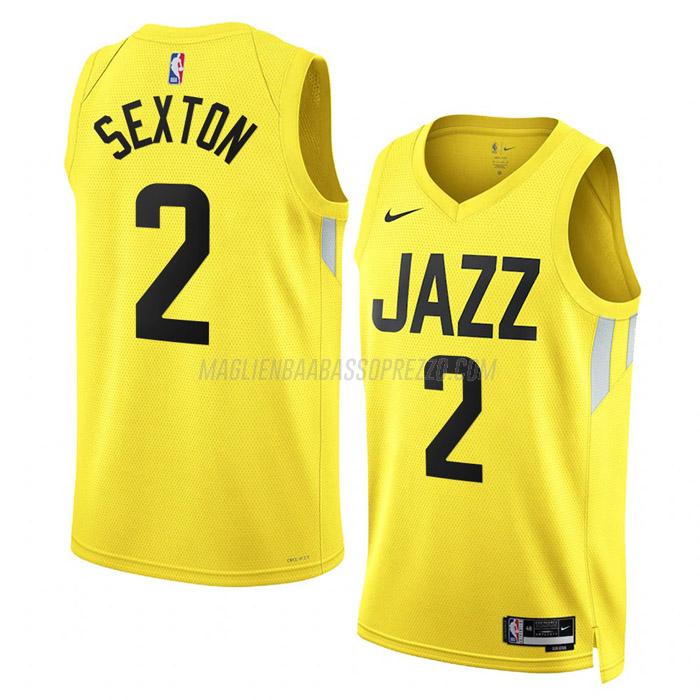 maglia collin sexton utah jazz di 2 uomo icon edition 2023 giallo