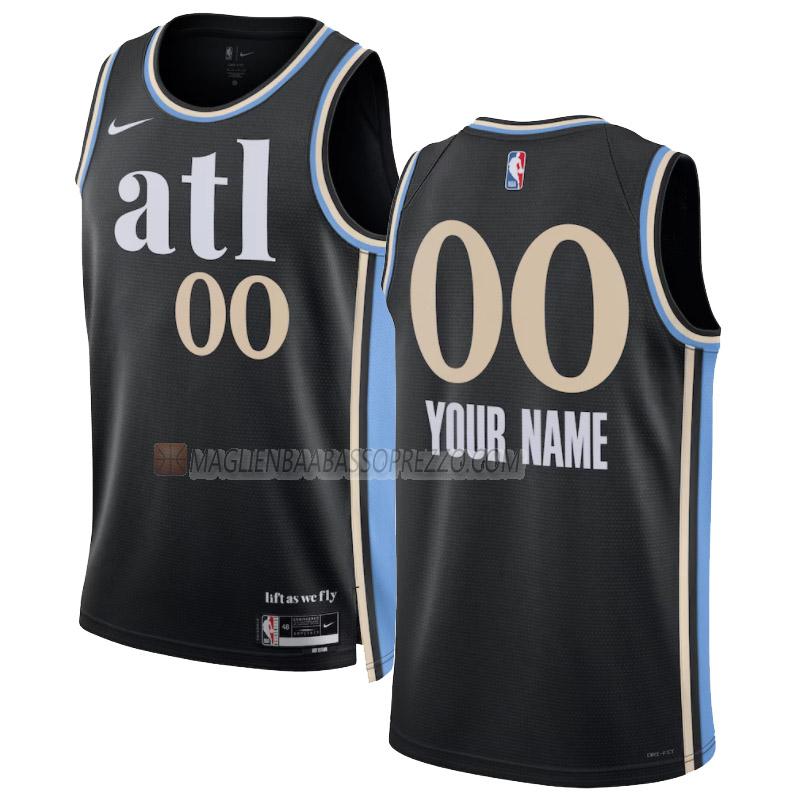 maglia custom atlanta hawks di 0 uomo city edition 2023-24 nero