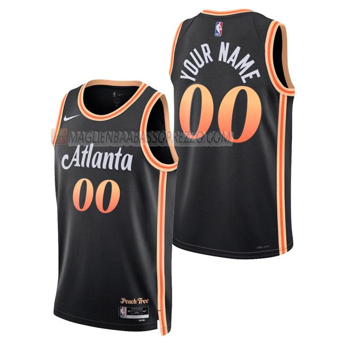 maglia custom atlanta hawks di uomo city edition 2023 nero