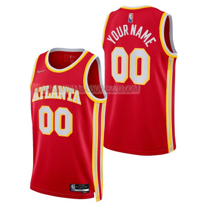 maglia custom atlanta hawks di uomo icon edition 2023 rosso