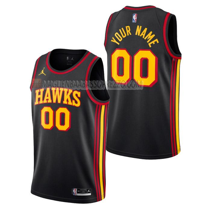 maglia custom atlanta hawks di uomo statement edition 2023 nero