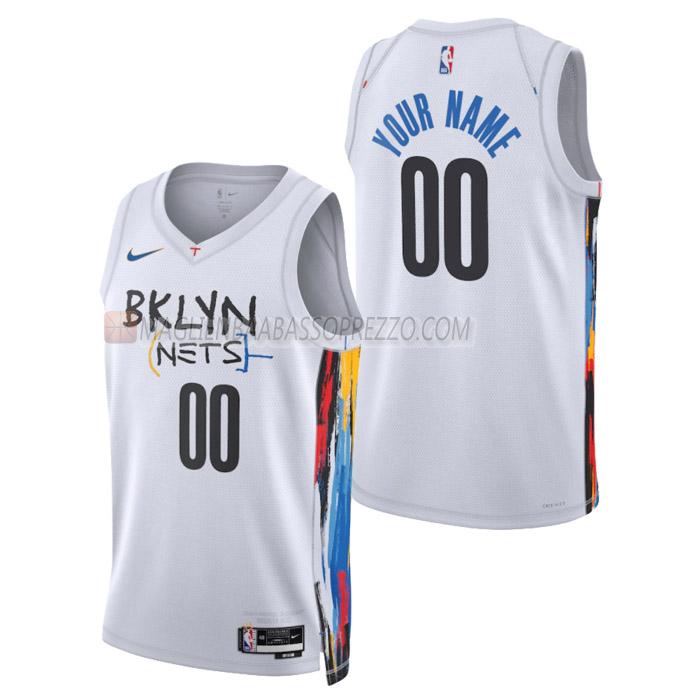 maglia custom brooklyn nets di uomo city edition 2023 bianco