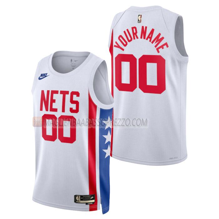 maglia custom brooklyn nets di uomo classic edition 2023 bianco