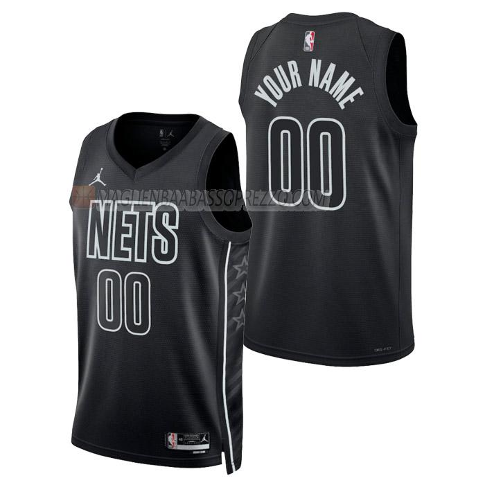 maglia custom brooklyn nets di uomo statement edition 2023 nero