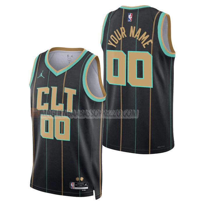 maglia custom charlotte hornets di uomo city edition 2023 nero